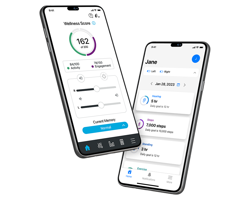 Thrive Hearing Control and Hear Share app screens